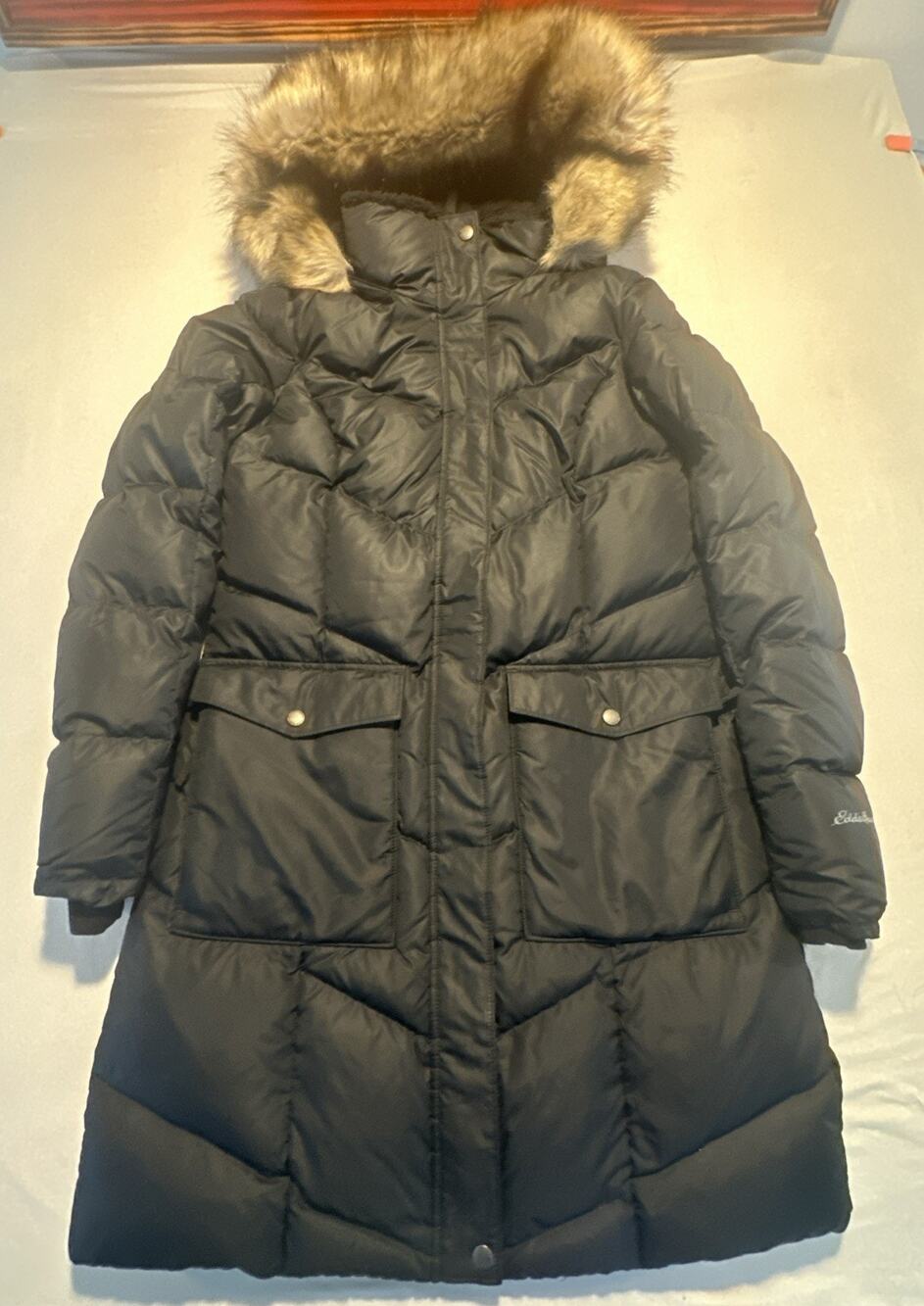 Women’s Eddie Bauer Yukon Classic Down Parka Black Coat Jacket Size Medium